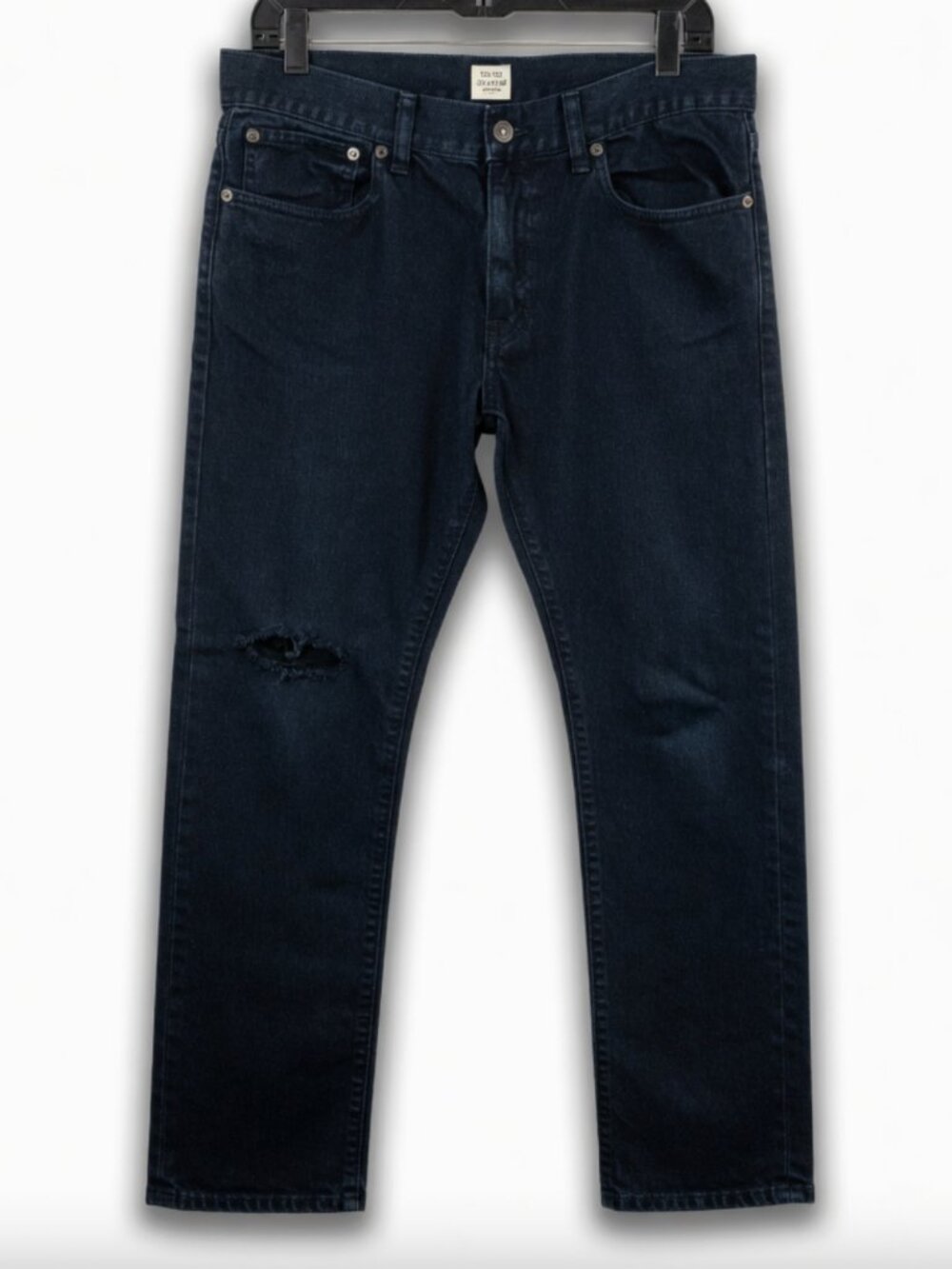J. Crew Men's Dark Black Relaxed Jeans with Knee Tatter Design - Urban Slim